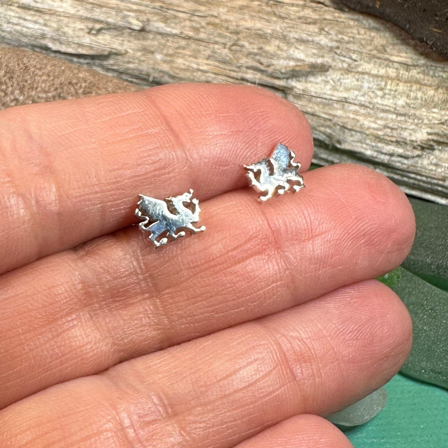 Eilonwy Welsh Dragon Stud Earrings — view 5