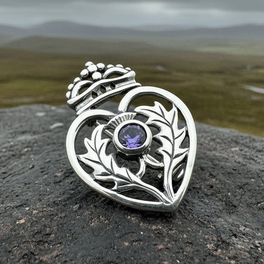 Luckenbooth Brooch, Scotland Jewelry, Celtic Brooch, Bridal Jewelry, Amethyst Pin, Anniversary Gift, Wife Gift, Luckenbooth Pin, Mom Gift