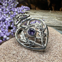 Load image into Gallery viewer, Luckenbooth Brooch, Scotland Jewelry, Celtic Brooch, Bridal Jewelry, Amethyst Pin, Anniversary Gift, Wife Gift, Luckenbooth Pin, Mom Gift
