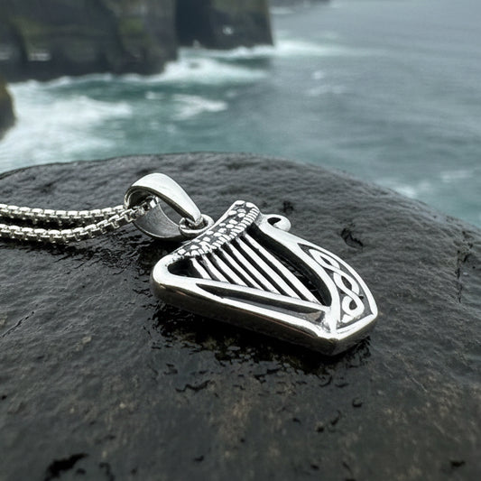 Harp Necklace, Celtic Jewelry, Irish Jewelry, Ireland Gift, Music Jewelry, Harp Pendant, Wife Gift, Sister Gift, Girlfriend Gift, Mom Gift