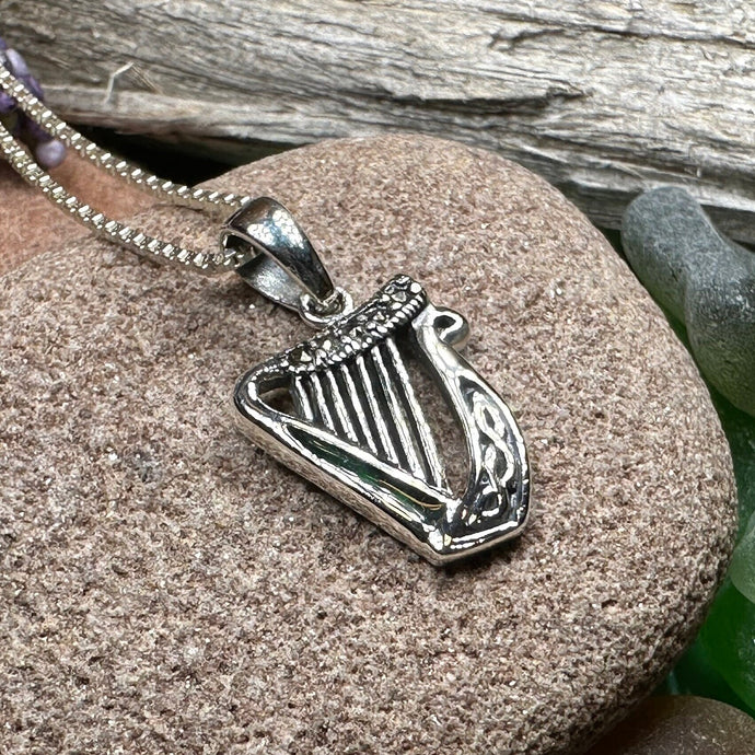 Harp Necklace, Celtic Jewelry, Irish Jewelry, Ireland Gift, Music Jewelry, Harp Pendant, Wife Gift, Sister Gift, Girlfriend Gift, Mom Gift