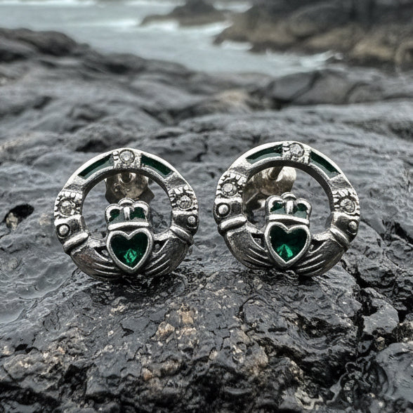 Claddagh Stud Earrings, Celtic Jewelry, Irish Jewelry, Celtic Knot Jewelry, Heart Jewelry, Anniversary Gift, Graduation Gift, Mom Gift