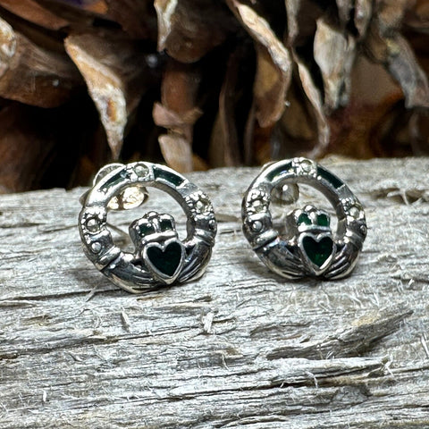 Load image into Gallery viewer, Claddagh Stud Earrings, Celtic Jewelry, Irish Jewelry, Celtic Knot Jewelry, Heart Jewelry, Anniversary Gift, Graduation Gift, Mom Gift
