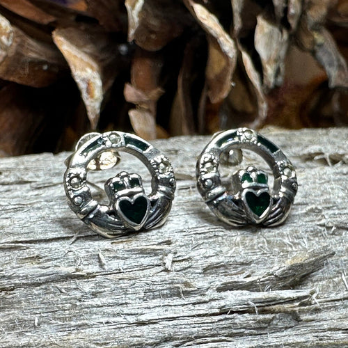 Claddagh Stud Earrings, Celtic Jewelry, Irish Jewelry, Celtic Knot Jewelry, Heart Jewelry, Anniversary Gift, Graduation Gift, Mom Gift