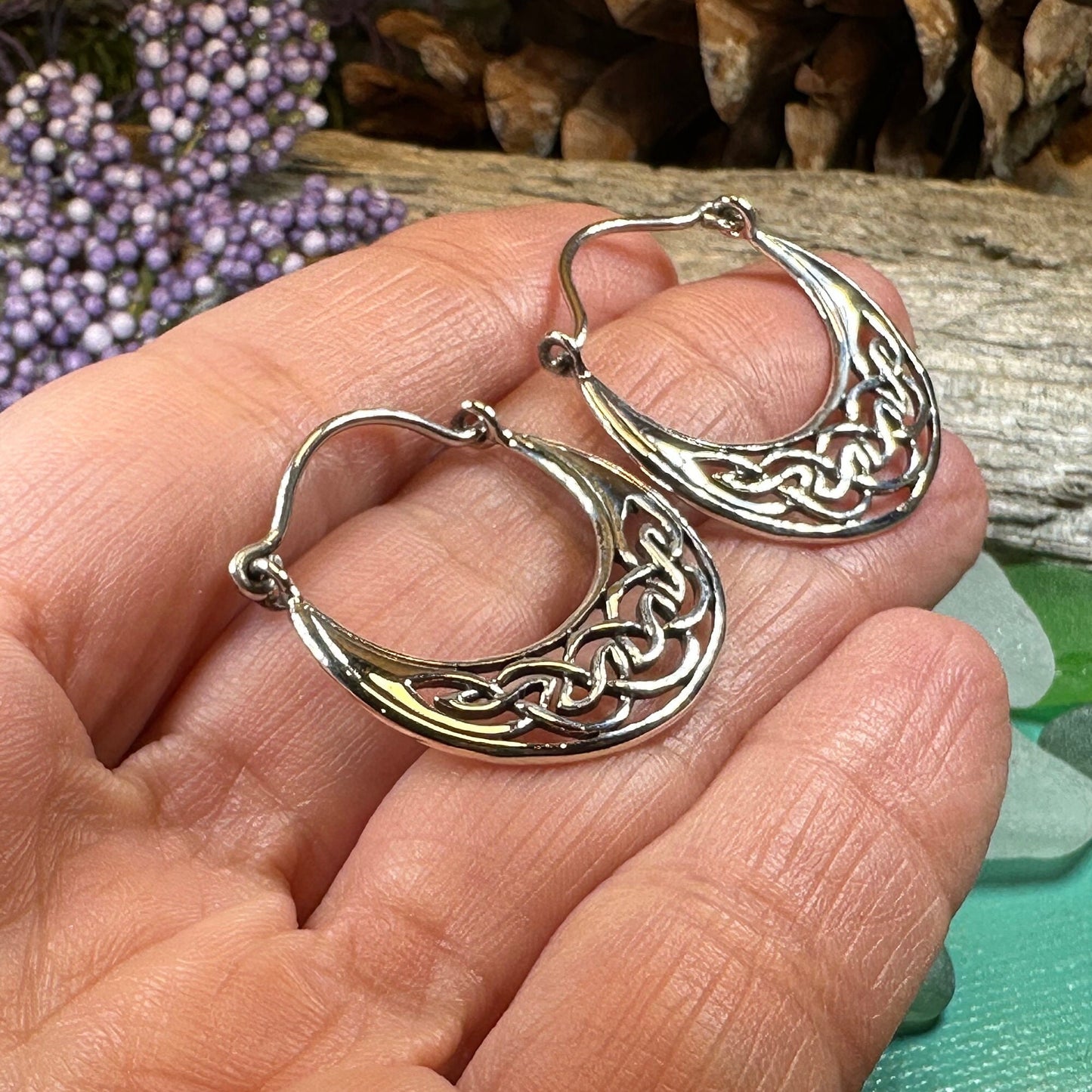 Celtic Hoop Earrings, Irish Jewelry, Scottish Earrings, Mom Gift, Sister Gift, Scotland Jewelry, Anniversary Gift, Graduation Gift