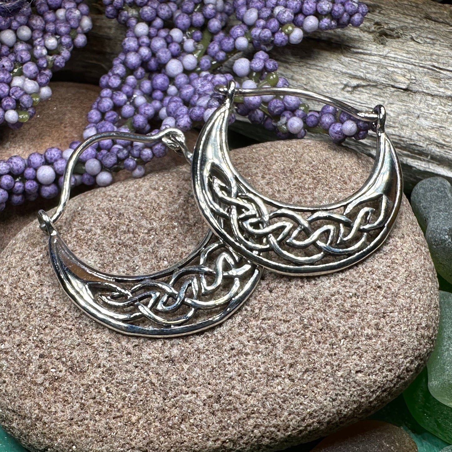 Celtic Hoop Earrings, Irish Jewelry, Scottish Earrings, Mom Gift, Sister Gift, Scotland Jewelry, Anniversary Gift, Graduation Gift