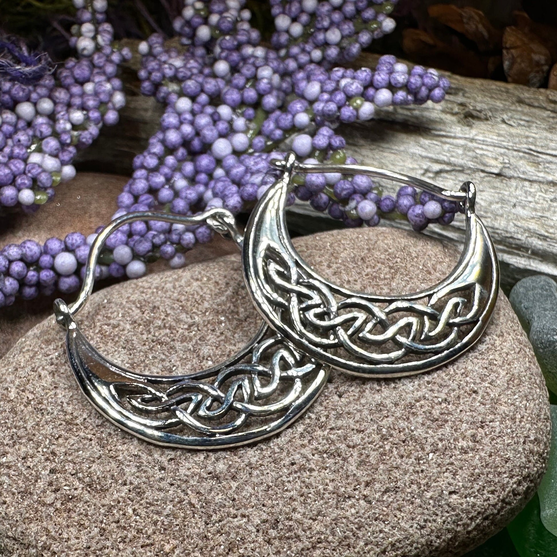 Celtic Hoop Earrings, Irish Jewelry, Scottish Earrings, Mom Gift, Sister Gift, Scotland Jewelry, Anniversary Gift, Graduation Gift