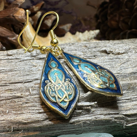 Load image into Gallery viewer, Celtic Earrings, Irish Jewelry, Scottish Dangle Earrings, Anniversary Gift, Pagan Jewelry, Norse Jewelry, Scotland Jewelry, Wiccan Jewelry
