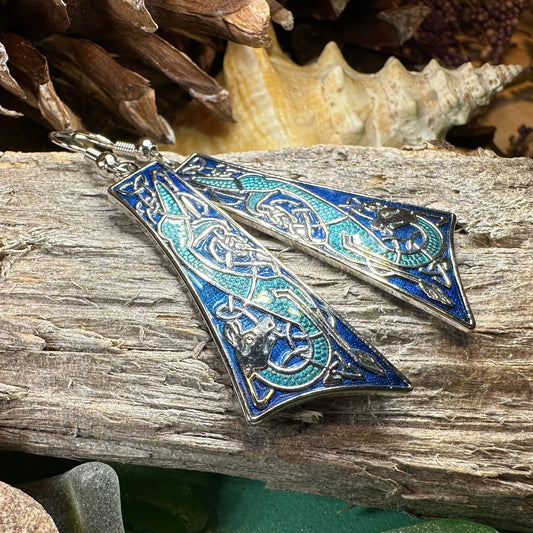 Dorcha Celtic Dragon Earrings — view 3