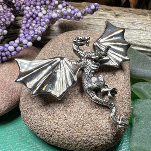 Dragon Brooch, Dragon Pendant, Scotland Jewelry, Fantasy Jewelry, Scarf Pin, Gothic Celtic Pin, Celtic Jewelry, Girlfriend Gift, Wife Gift