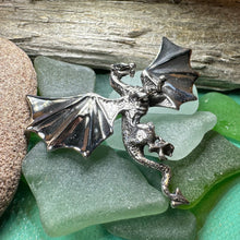 Load image into Gallery viewer, Dragon Brooch, Dragon Pendant, Scotland Jewelry, Fantasy Jewelry, Scarf Pin, Gothic Celtic Pin, Celtic Jewelry, Girlfriend Gift, Wife Gift
