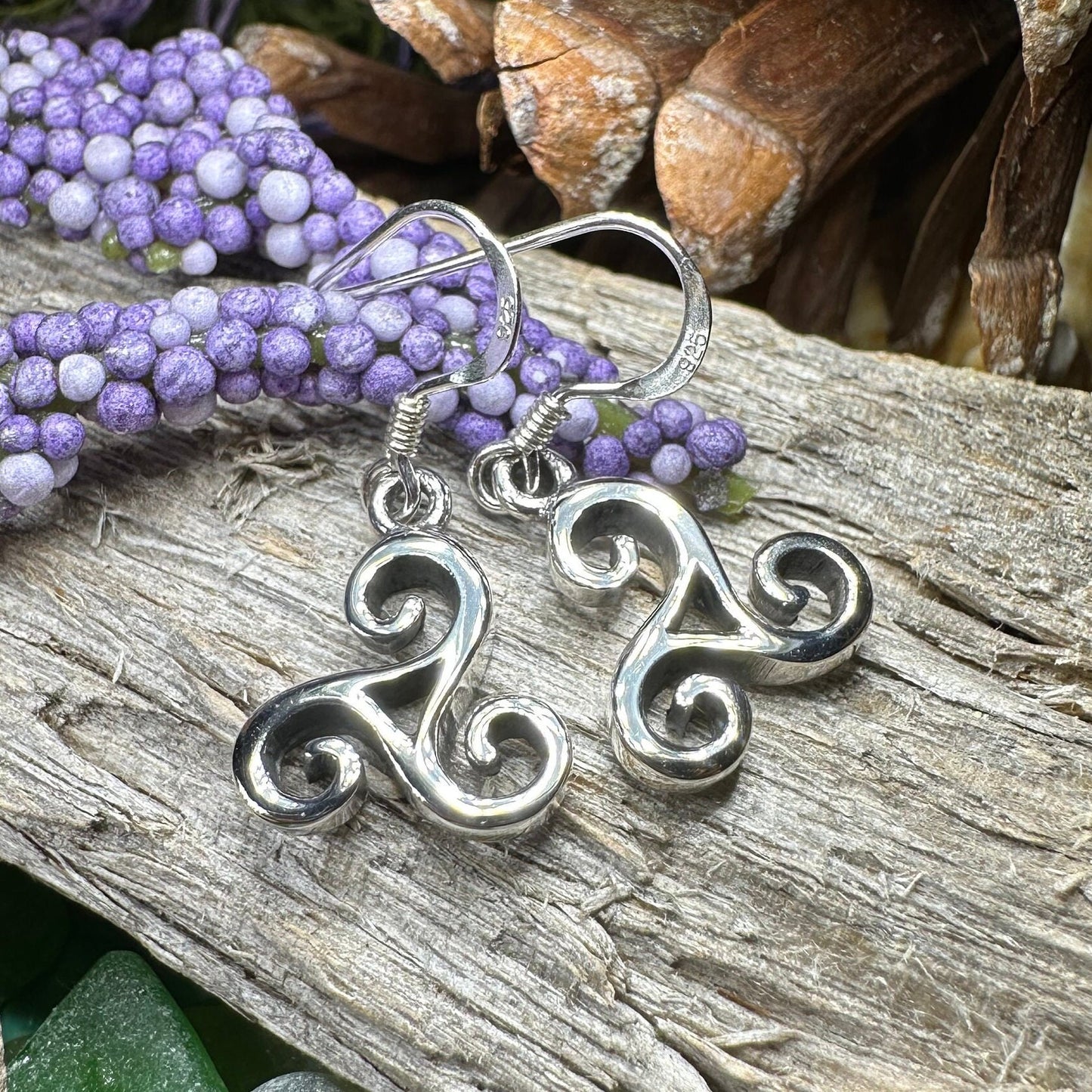 Celtic Spiral Earrings, Irish Jewelry, Scottish Earrings, Triskelion, Triskele, Wiccan Jewelry, Norse Jewelry, Ireland Gift, Triple Spiral