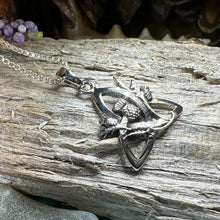 Load image into Gallery viewer, Thistle Necklace, Trinity Knot Pendant, Scottish Jewelry, Celtic Knot Jewelry, Triquetra Jewelry, Silver Scotland Jewelry, Anniversary Gift
