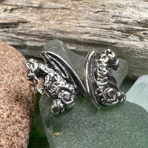 Dragon Earrings, Gargoyle Stud Earrings, Irish Jewelry, Gothic Jewelry, Wiccan Jewelry, Celtic Dragon Gift, Pagan Jewelry, Silver Jewerly