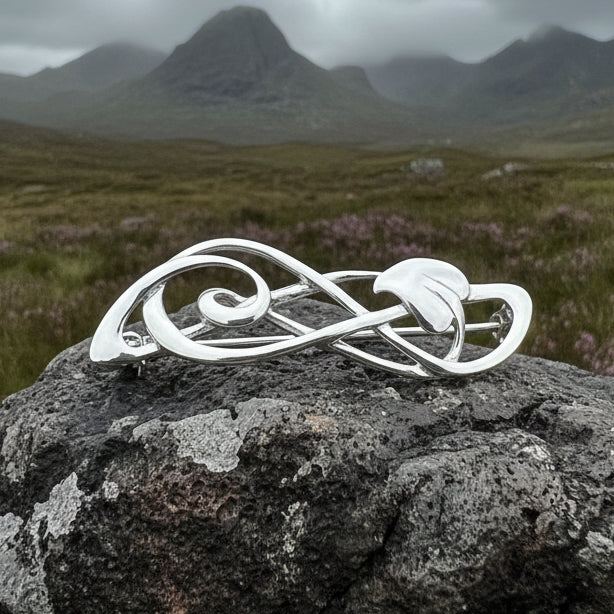 Mackintosh Brooch, Scotland Jewelry, Mackintosh Leaf Pin, Silver Celtic Pin, Scarf Pin, Silver Pin, Mom Gift, Girlfriend, Graduation Gift