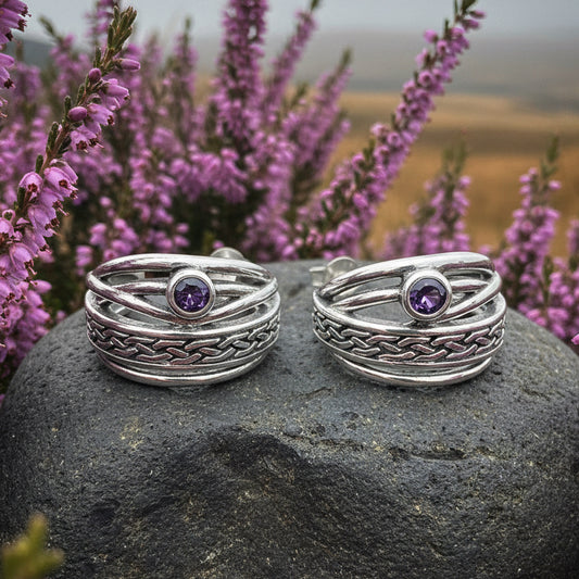 Celtic Hoop Earrings, Irish Jewelry, Scottish Earrings, Mom Gift, Post Back Earrings, Scotland Jewelry, Anniversary Gift, Graduation Gift