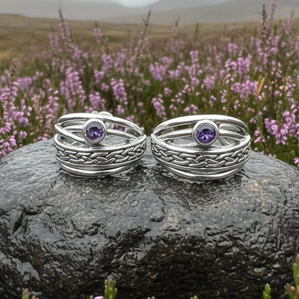 Raela Amethyst Celtic Hoop Earrings — view 9