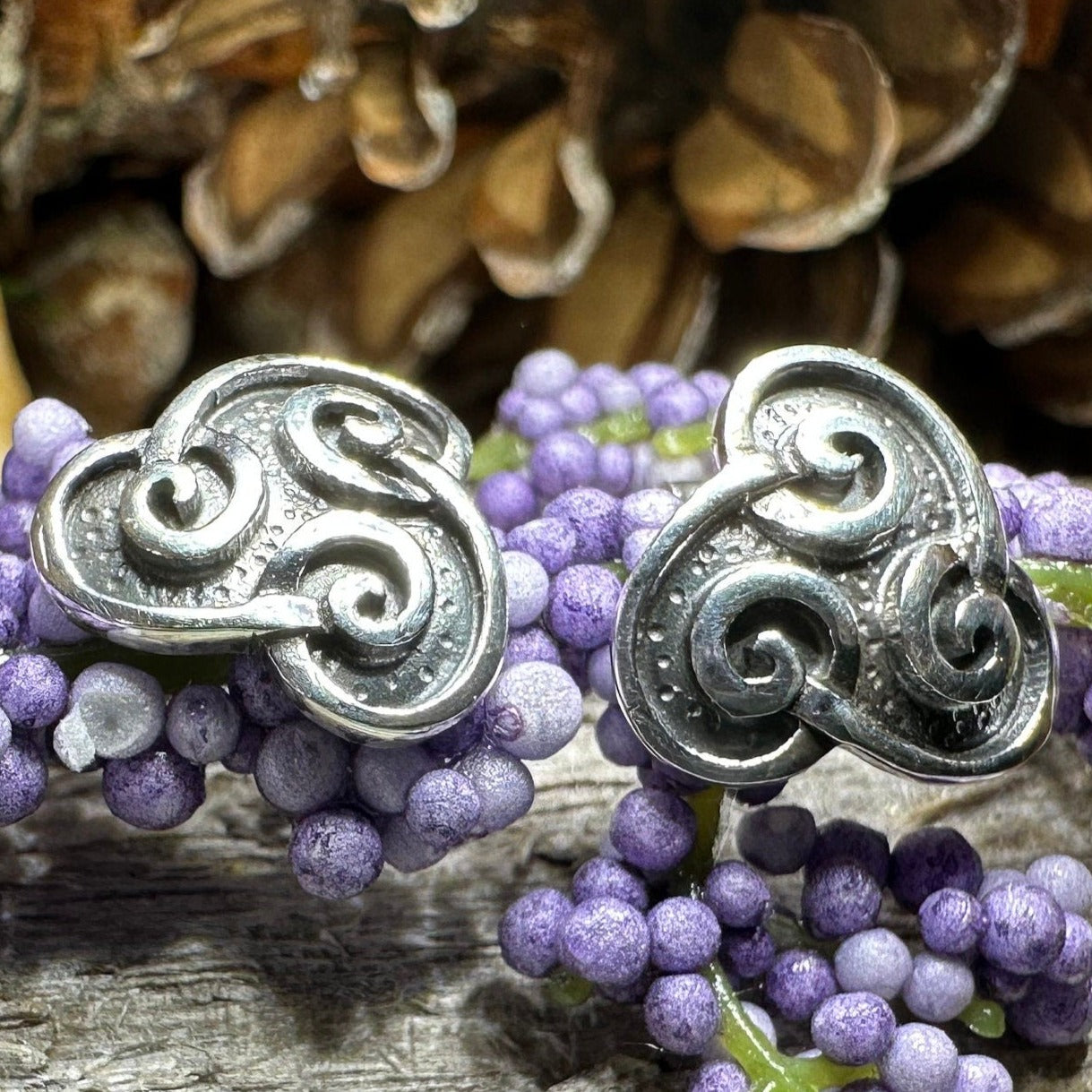 Celtic Spiral Stud Earrings, Irish Jewelry, Celtic Jewelry, Anniversary Gift, Triskele Jewelry, Norse Jewelry, Silver Post Earrings, Ireland