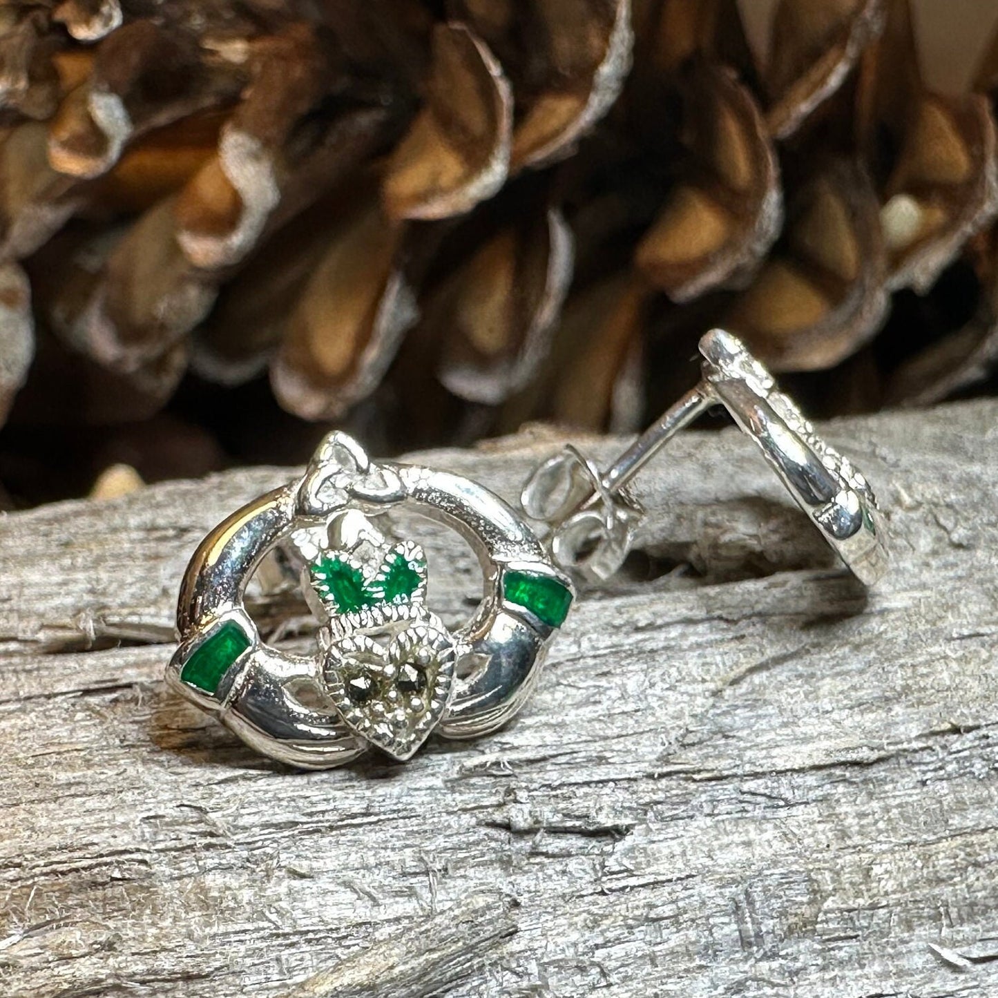 Claddagh Stud Earrings, Celtic Jewelry, Irish Jewelry, Celtic Knot Jewelry, Heart Jewelry, Anniversary Gift, Graduation Gift, Mom Gift