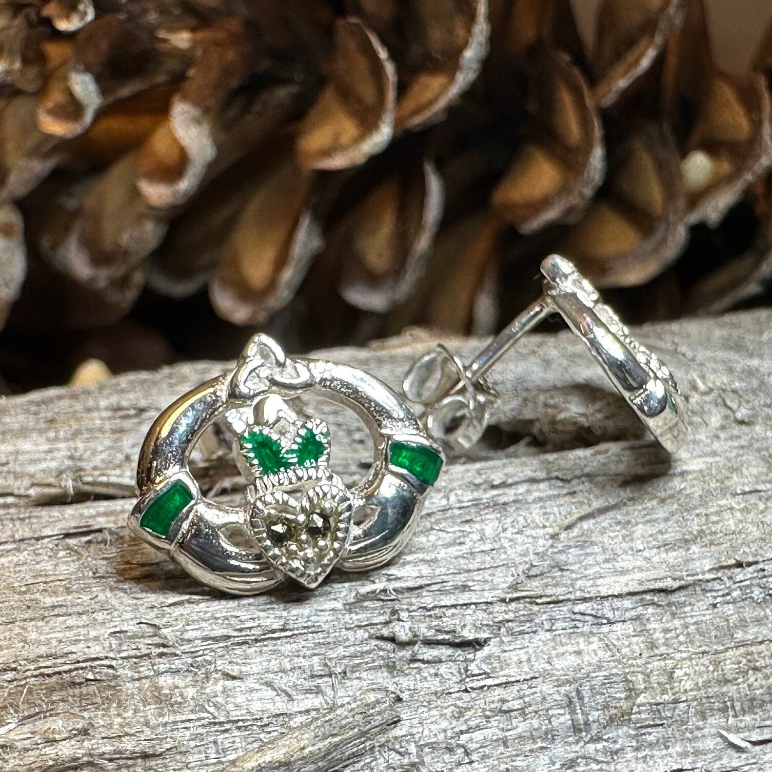 Claddagh Stud Earrings, Celtic Jewelry, Irish Jewelry, Celtic Knot Jewelry, Heart Jewelry, Anniversary Gift, Graduation Gift, Mom Gift
