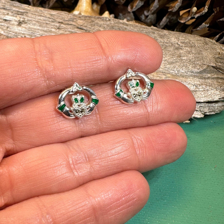 Claddagh Stud Earrings, Celtic Jewelry, Irish Jewelry, Celtic Knot Jewelry, Heart Jewelry, Anniversary Gift, Graduation Gift, Mom Gift