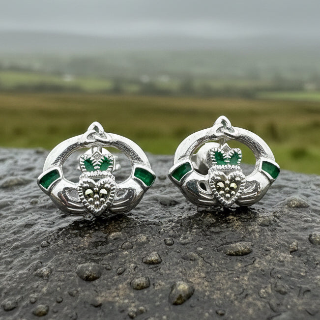 Claddagh Stud Earrings, Celtic Jewelry, Irish Jewelry, Celtic Knot Jewelry, Heart Jewelry, Anniversary Gift, Graduation Gift, Mom Gift