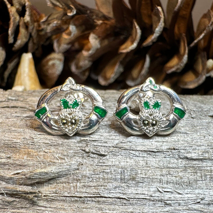 Claddagh Stud Earrings, Celtic Jewelry, Irish Jewelry, Celtic Knot Jewelry, Heart Jewelry, Anniversary Gift, Graduation Gift, Mom Gift