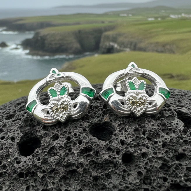 Claddagh Stud Earrings, Celtic Jewelry, Irish Jewelry, Celtic Knot Jewelry, Heart Jewelry, Anniversary Gift, Graduation Gift, Mom Gift