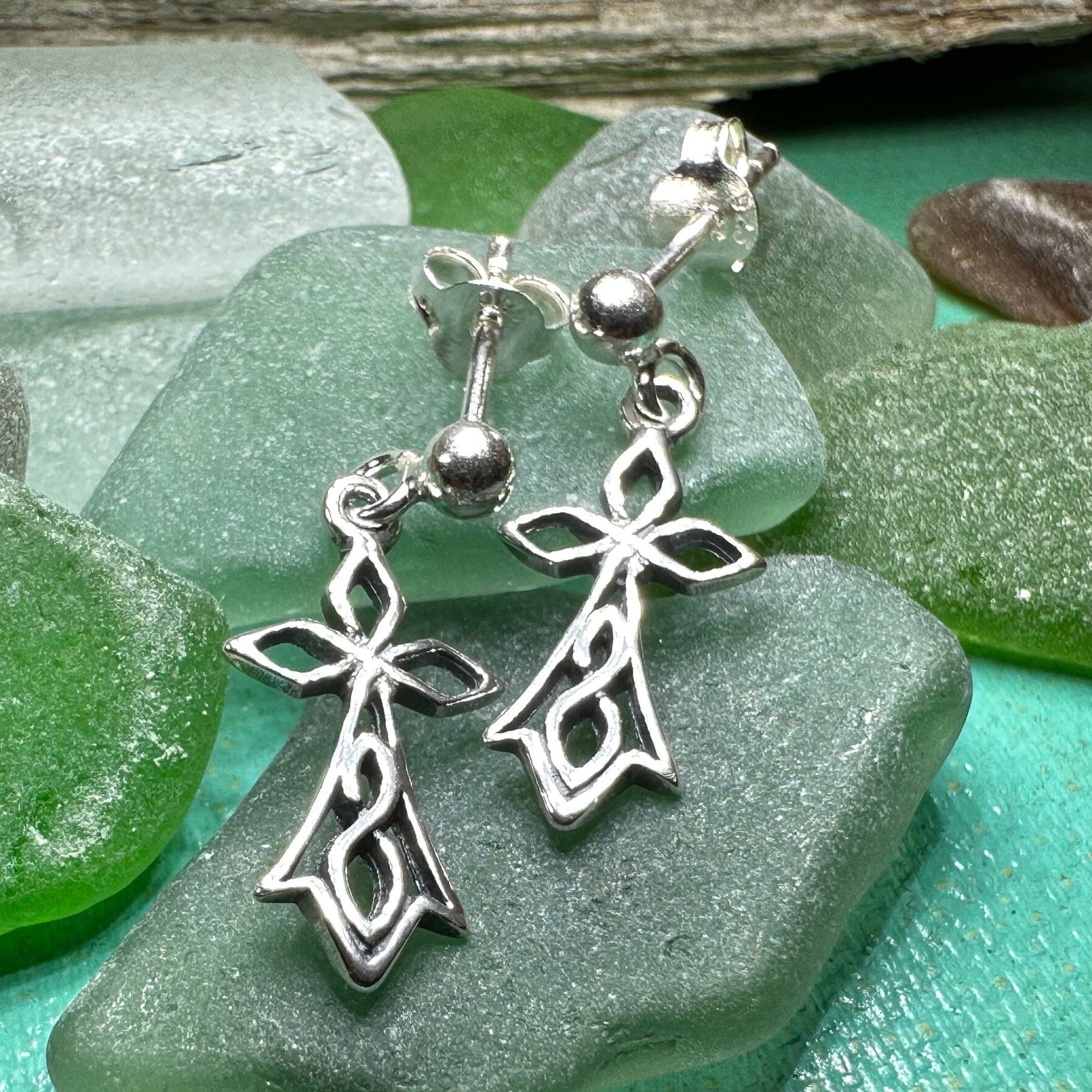 Celtic Cross Earrings, Irish Cross, Religious Jewelry, Post Earrings, Christian Jewelry, Bridal Jewelry, Confirmation Gift, Ireland Gift