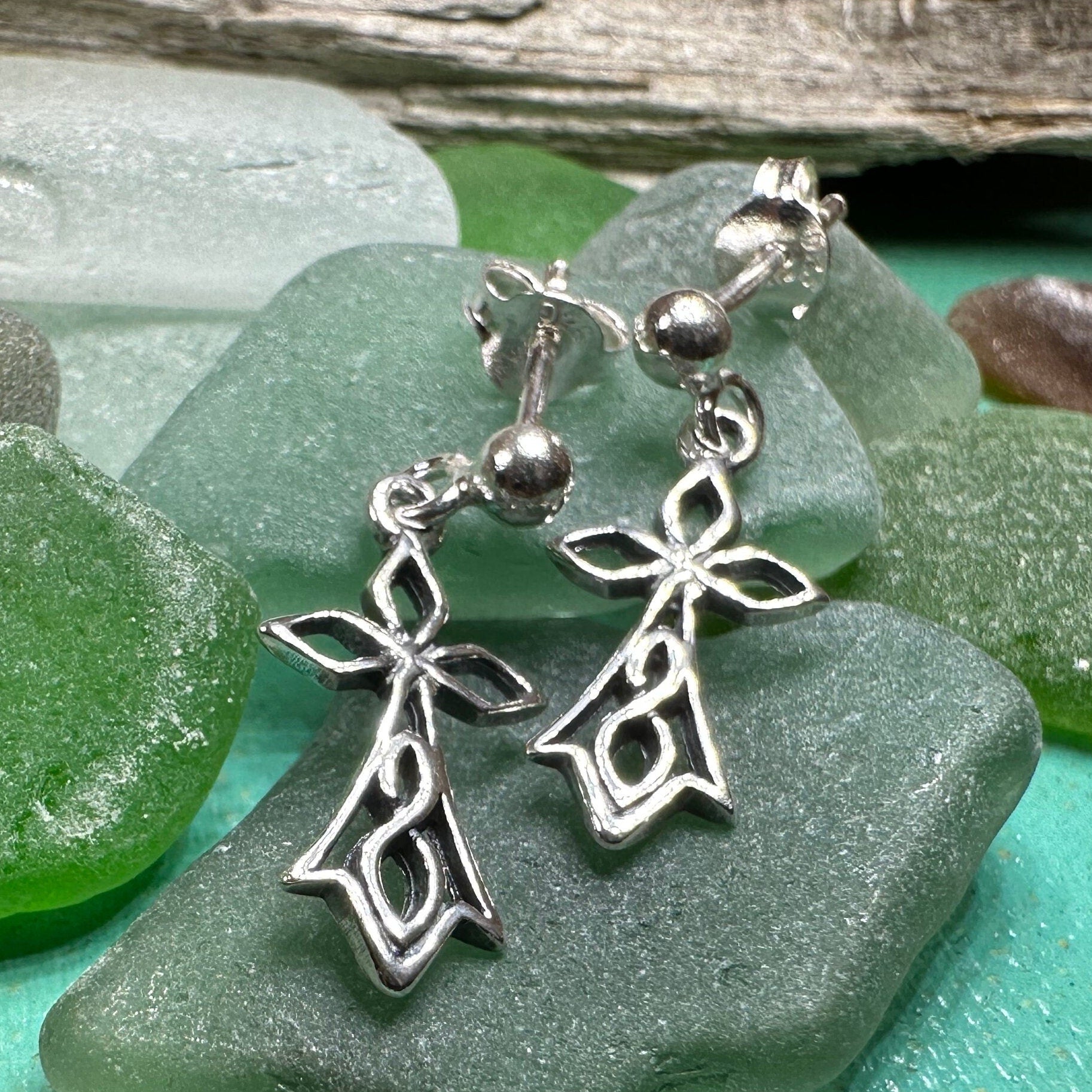 Celtic Cross Earrings, Irish Cross, Religious Jewelry, Post Earrings, Christian Jewelry, Bridal Jewelry, Confirmation Gift, Ireland Gift