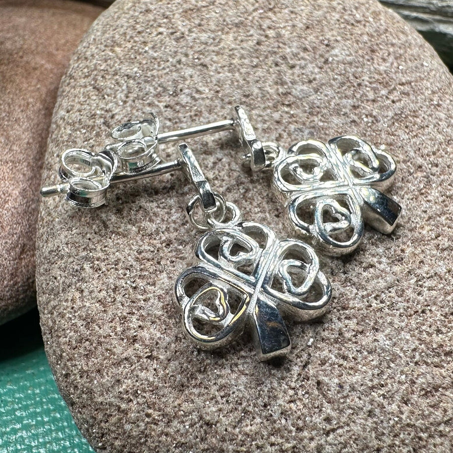Shamrock Earrings, Celtic Jewelry, Irish Post Earrings, Clover Jewelry, Anniversary Gift, Ireland Jewelry, Graduation Gift, Silver Wife Gift