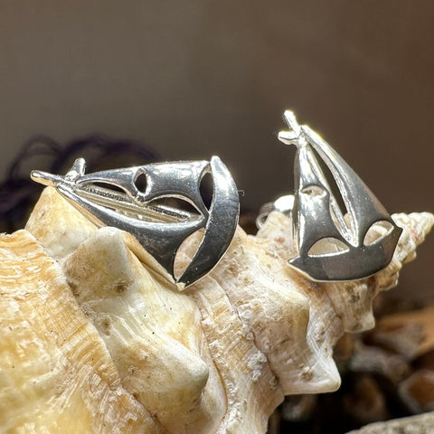 Load image into Gallery viewer, Sailboat Earrings, Nautical Jewelry, Ship Jewelry, Sailing Jewelry, Beach Jewelry, Ocean Jewelry, Anniversary Gift, Wife Gift, Stud Earrings

