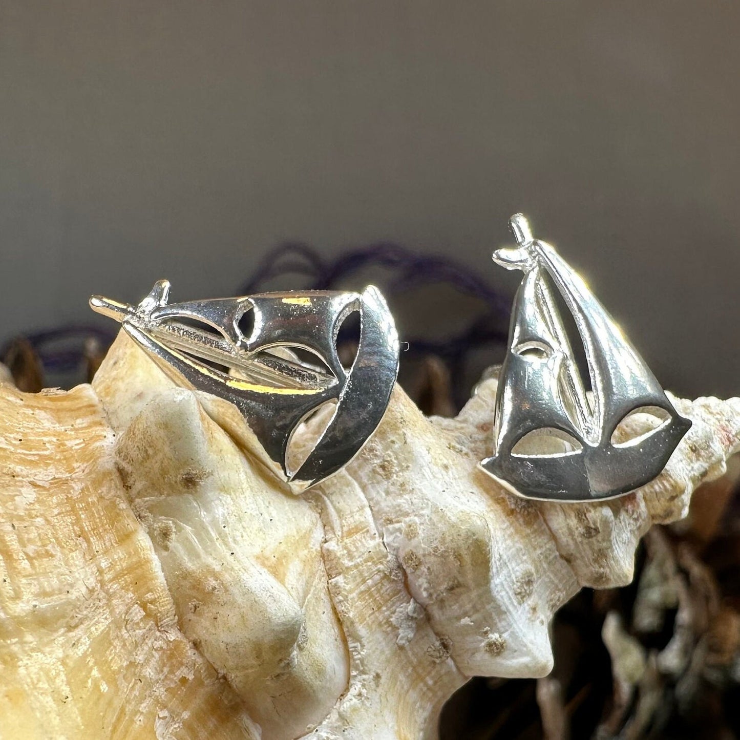 Sailboat Earrings, Nautical Jewelry, Ship Jewelry, Sailing Jewelry, Beach Jewelry, Ocean Jewelry, Anniversary Gift, Wife Gift, Stud Earrings