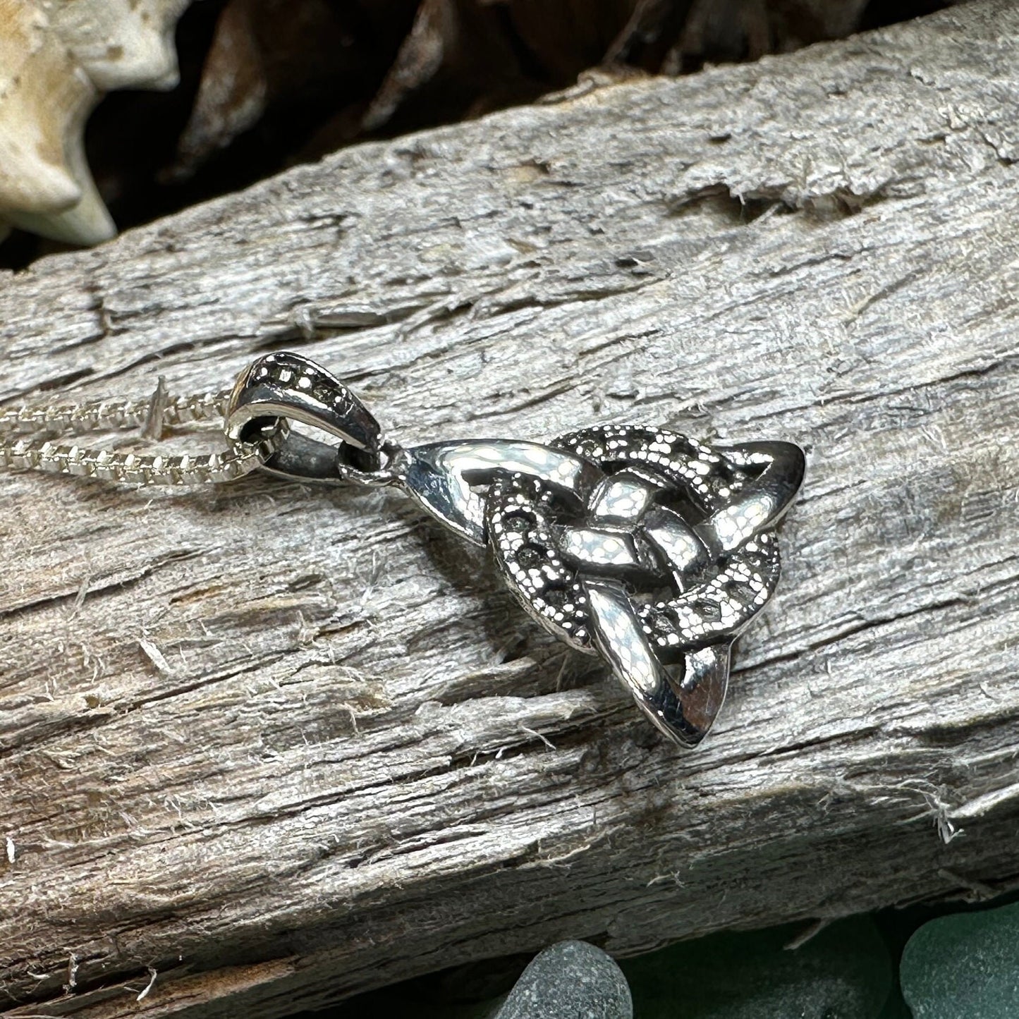 Trinity Knot Necklace, Celtic Pendant, Irish Jewelry, Scotland Jewelry, Triquetra Pendant, Norse Jewelry, Anniversary Gift, Marcasite Gift