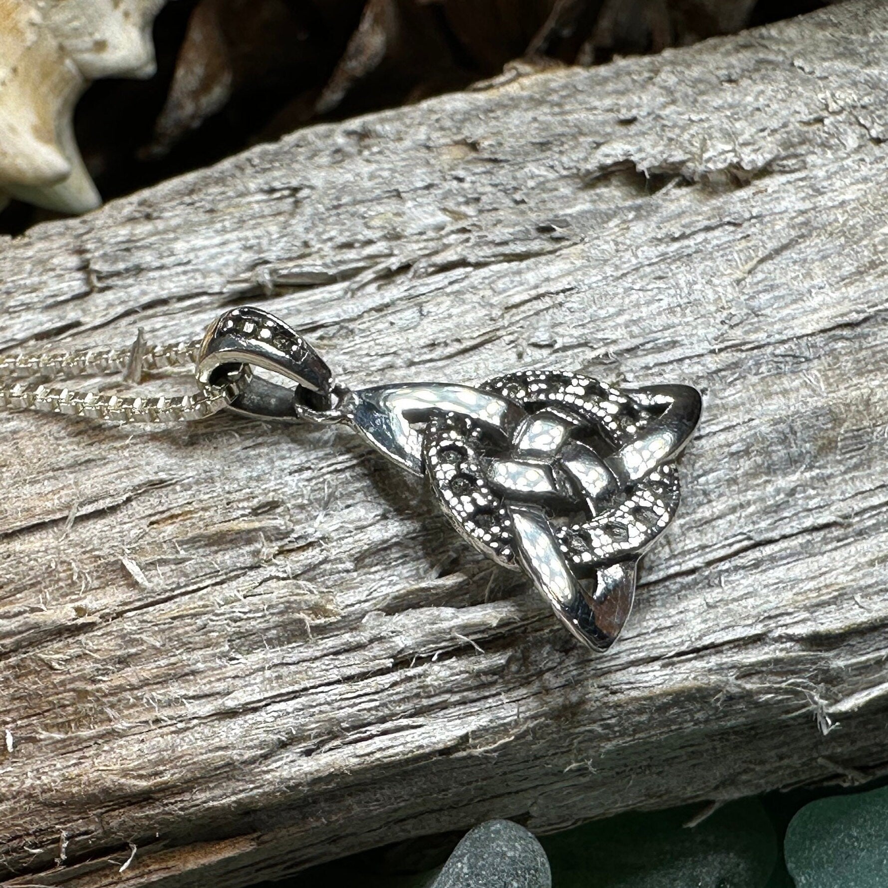Trinity Knot Necklace, Celtic Pendant, Irish Jewelry, Scotland Jewelry, Triquetra Pendant, Norse Jewelry, Anniversary Gift, Marcasite Gift