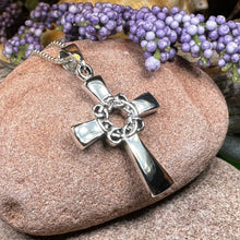 Load image into Gallery viewer, Celtic Cross Necklace, Scottish Pendant, Silver Irish Cross, Girl&#39;s Confirmation Gift, First Communion Gift, Religious Jewelry, Ireland Gift

