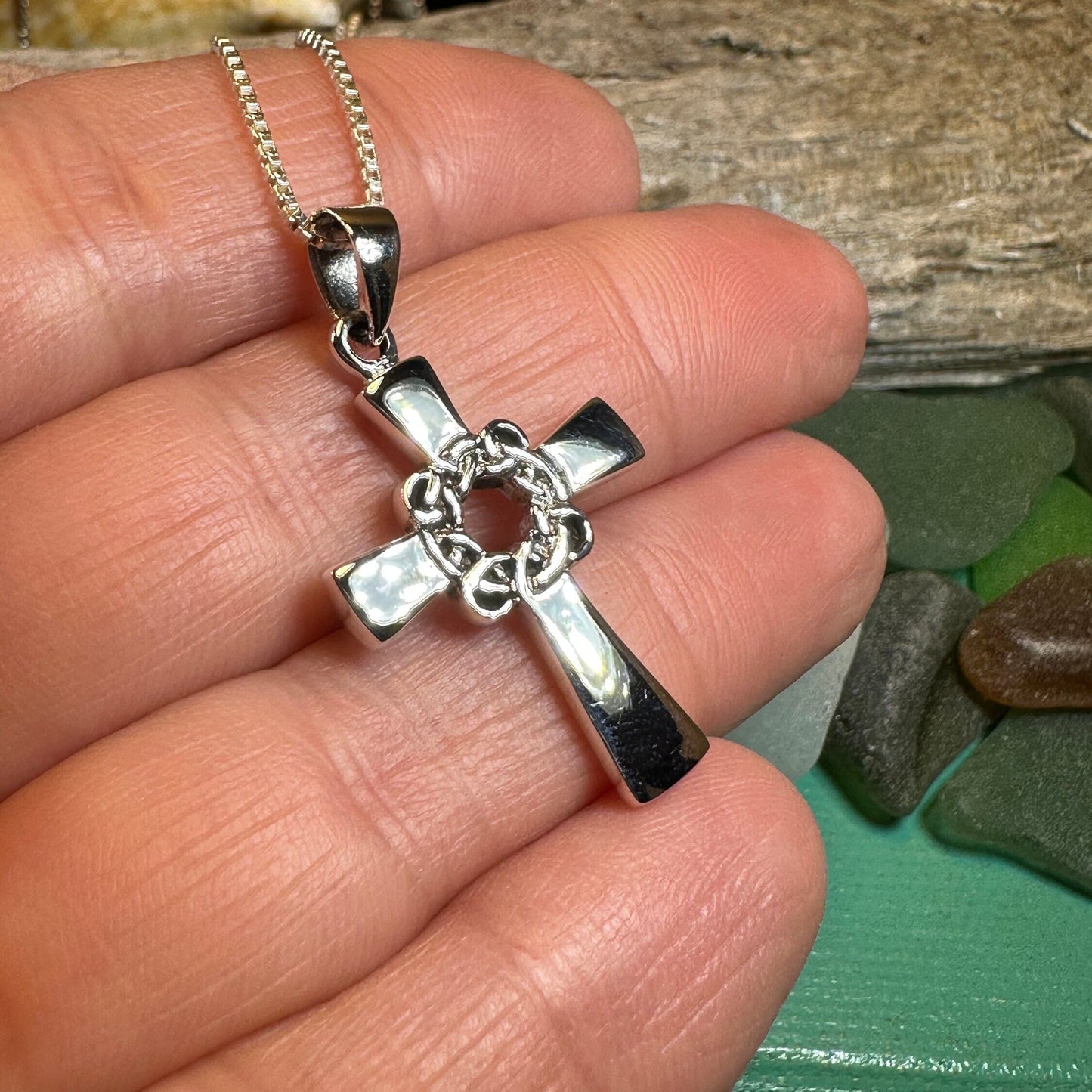 Celtic Cross Necklace, Scottish Pendant, Silver Irish Cross, Girl's Confirmation Gift, First Communion Gift, Religious Jewelry, Ireland Gift