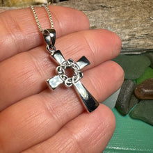 Load image into Gallery viewer, Celtic Cross Necklace, Scottish Pendant, Silver Irish Cross, Girl&#39;s Confirmation Gift, First Communion Gift, Religious Jewelry, Ireland Gift
