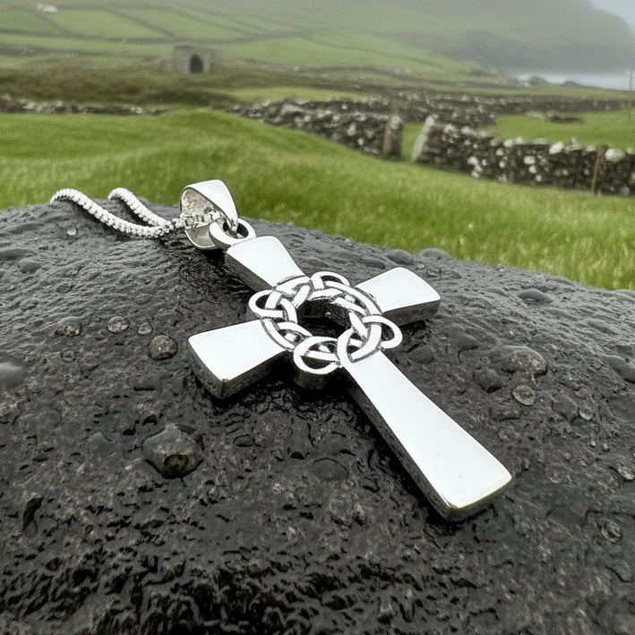 Celtic Cross Necklace, Scottish Pendant, Silver Irish Cross, Girl's Confirmation Gift, First Communion Gift, Religious Jewelry, Ireland Gift