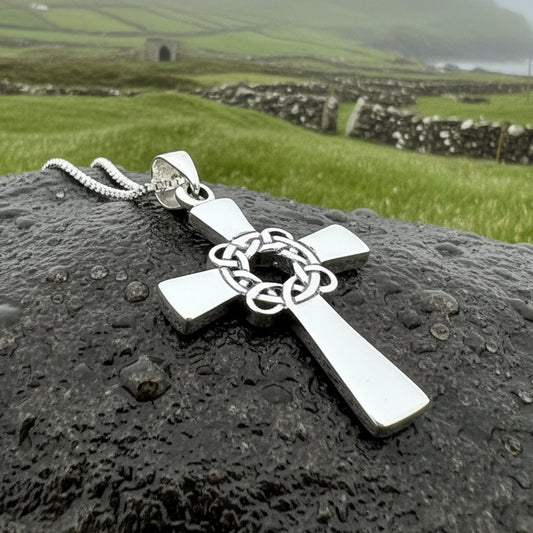 Celtic Cross Necklace, Scottish Pendant, Silver Irish Cross, Girl's Confirmation Gift, First Communion Gift, Religious Jewelry, Ireland Gift