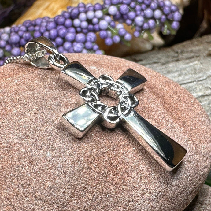 Celtic Cross Necklace, Scottish Pendant, Silver Irish Cross, Girl's Confirmation Gift, First Communion Gift, Religious Jewelry, Ireland Gift