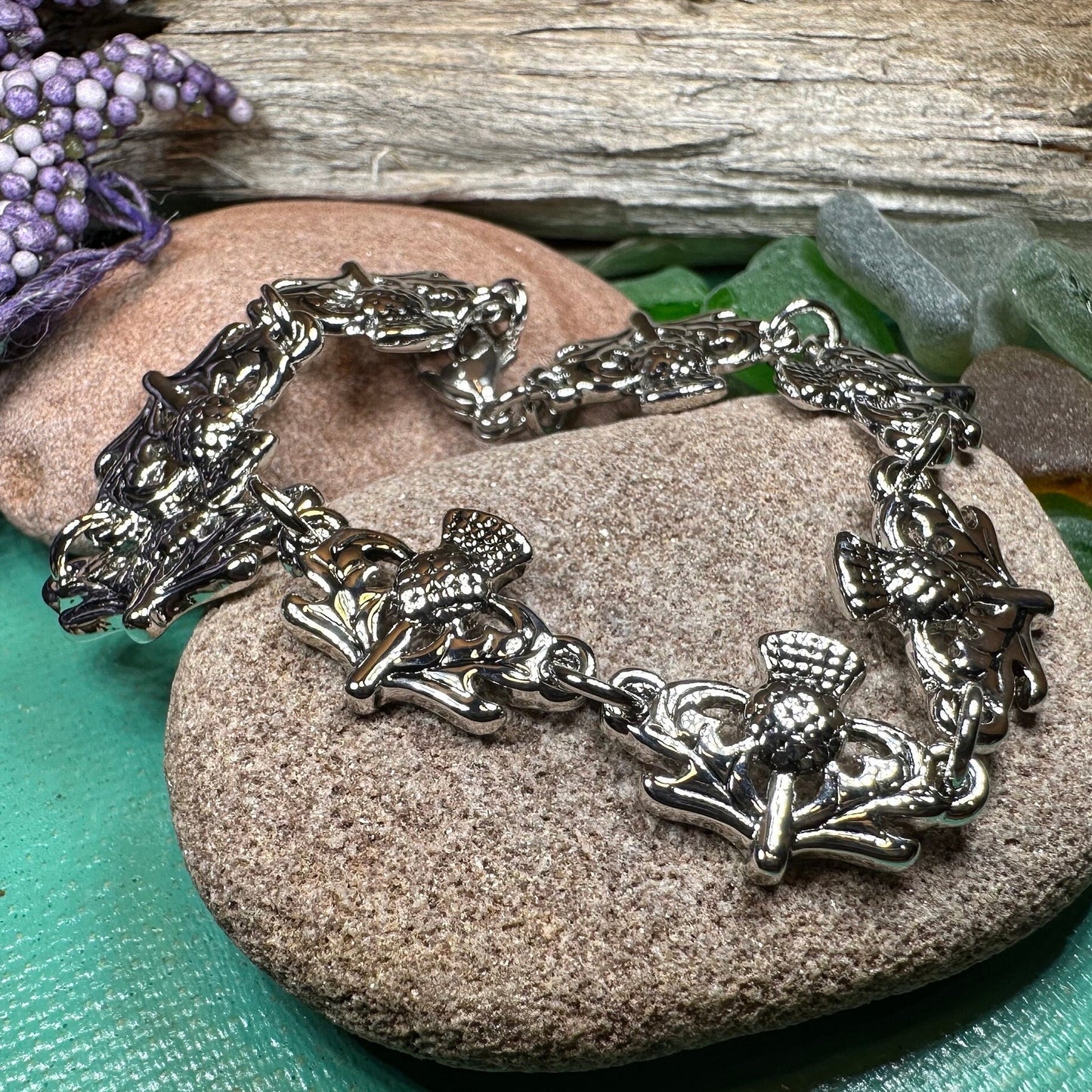 Thistle Bracelet, Scottish Jewelry, Celtic Jewelry, Scotland Jewelry, Nature Jewelry, Friendship Gift, Mom Gift, Girlfriend Gift, Wife Gift