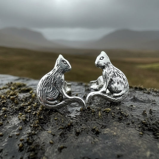 Cat Stud Earrings, Cat Lover Earrings, Animal Jewelry, Cat Mom Gift, Nature Jewelry, Cat Stud Earrings, Girl's Silver Post Earrings