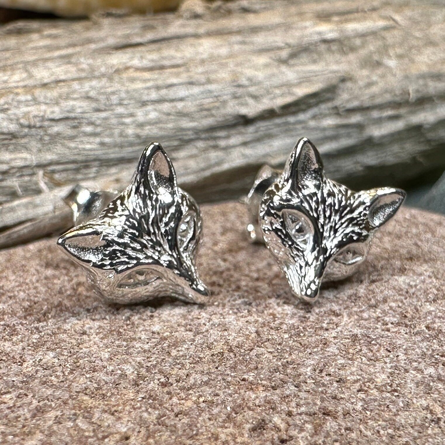 Fox Stud Earring, Vixen Earrings, Silver Post Earrings, Animal Jewelry, Fox Face, Wife Gift, Girlfriend Gift, Woodland Animal, Foxy Lady