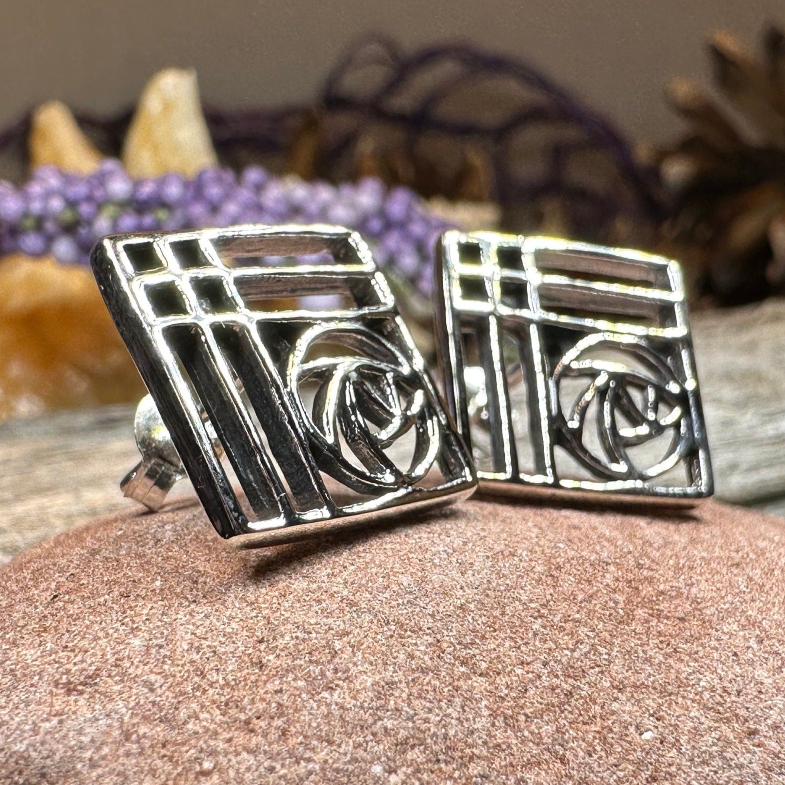 Lacee Mackintosh Rose Post Earrings — view 7
