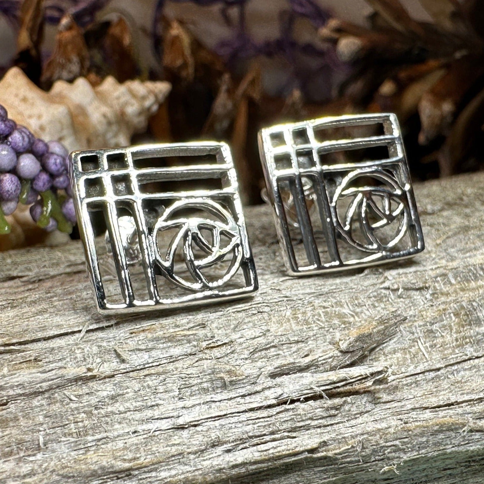 Lacee Mackintosh Rose Post Earrings — view 10