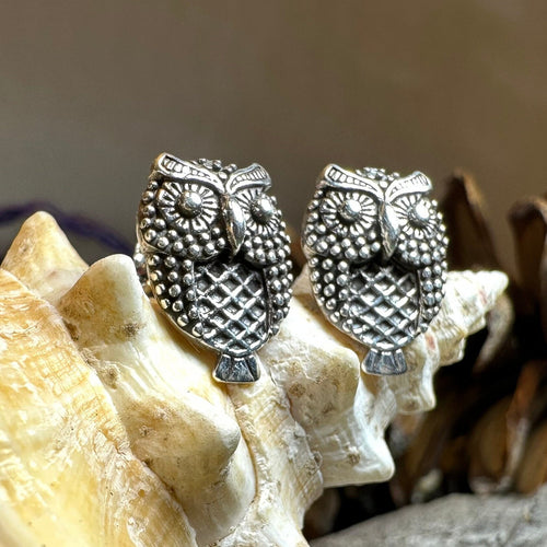 Owl Stud Earrings, Barn Owl Earrings, Silver Post Earrings, Norse Jewelry, Owl Gift, Nature Jewelry, Bird Lover Gift, Girl's Pagan Earrings