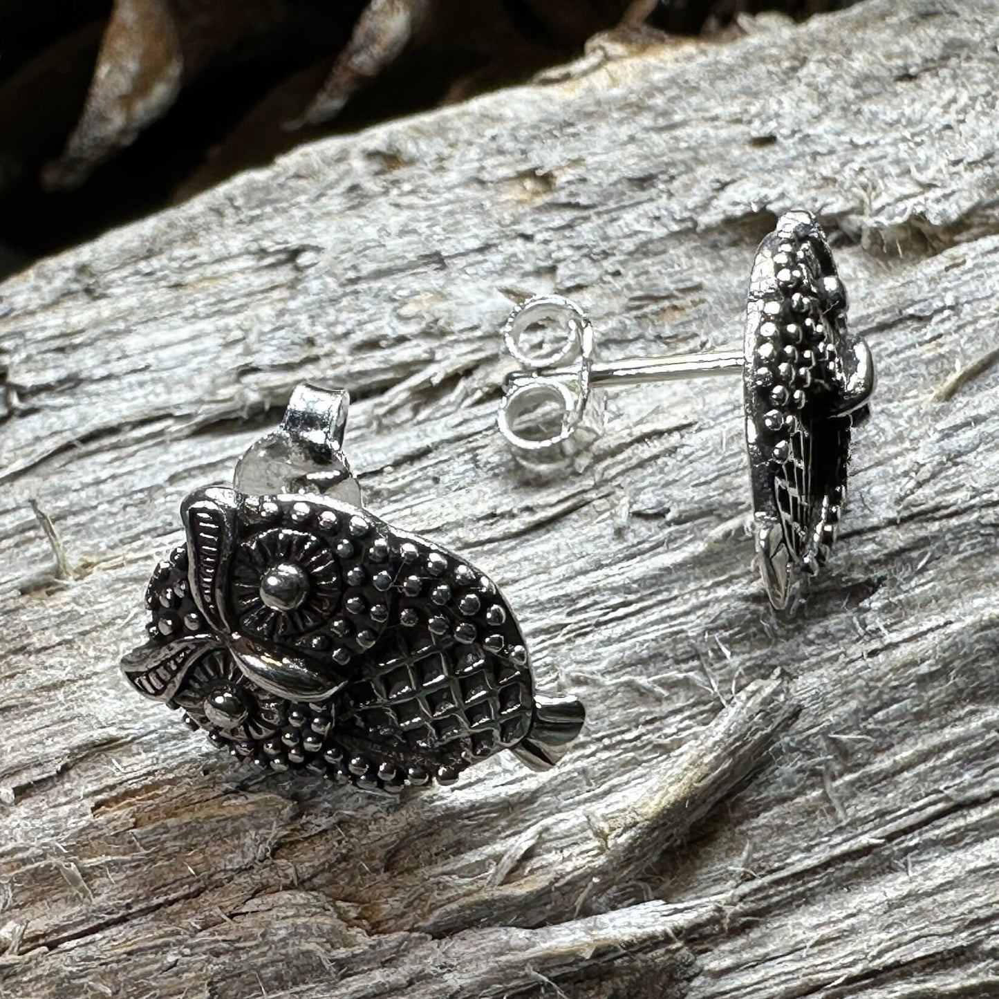 Owl Stud Earrings, Barn Owl Earrings, Silver Post Earrings, Norse Jewelry, Owl Gift, Nature Jewelry, Bird Lover Gift, Girl's Pagan Earrings