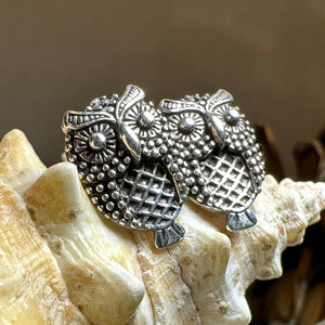 Owl Stud Earrings, Barn Owl Earrings, Silver Post Earrings, Norse Jewelry, Owl Gift, Nature Jewelry, Bird Lover Gift, Girl's Pagan Earrings