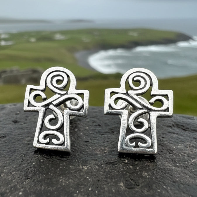 Celtic Cross Earrings, Celtic Post Earrings, First Communion Gift, Girl's Confirmation Gift, Spiritual Gift, Ireland Cross, Religious Gift